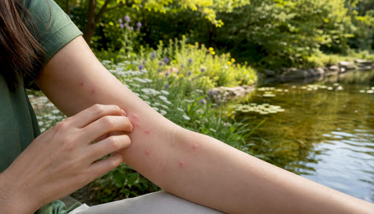 Close-up of mosquito bites reacting on skin